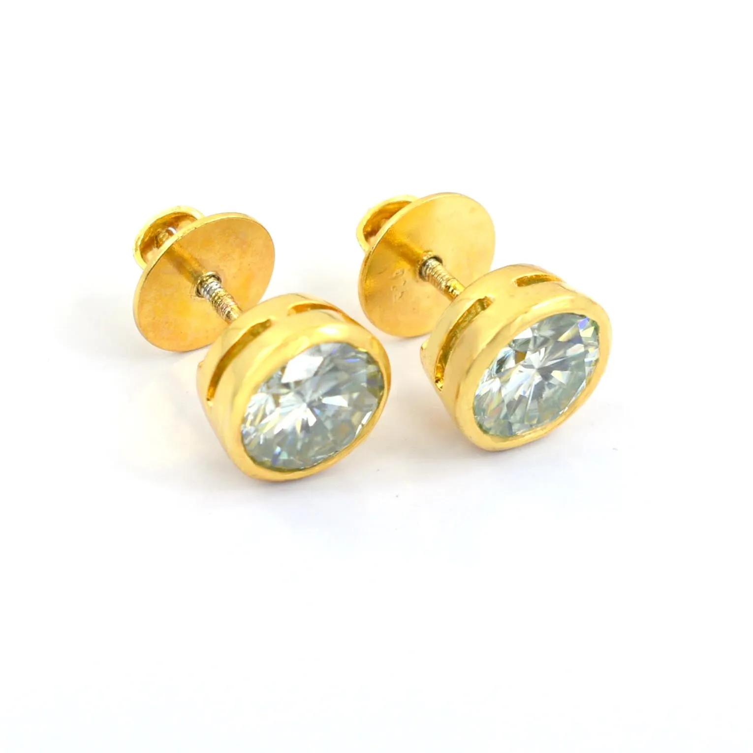 4 Ct Elegant Off White Diamond Stud Earrings With Bezel Setting in 925 Silver! Great Shine & Beautiful Collection! Gift For Birthday/Anniversary!