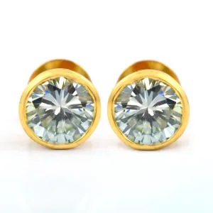 4 Ct Elegant Off White Diamond Stud Earrings With Bezel Setting in 925 Silver! Great Shine & Beautiful Collection! Gift For Birthday/Anniversary!