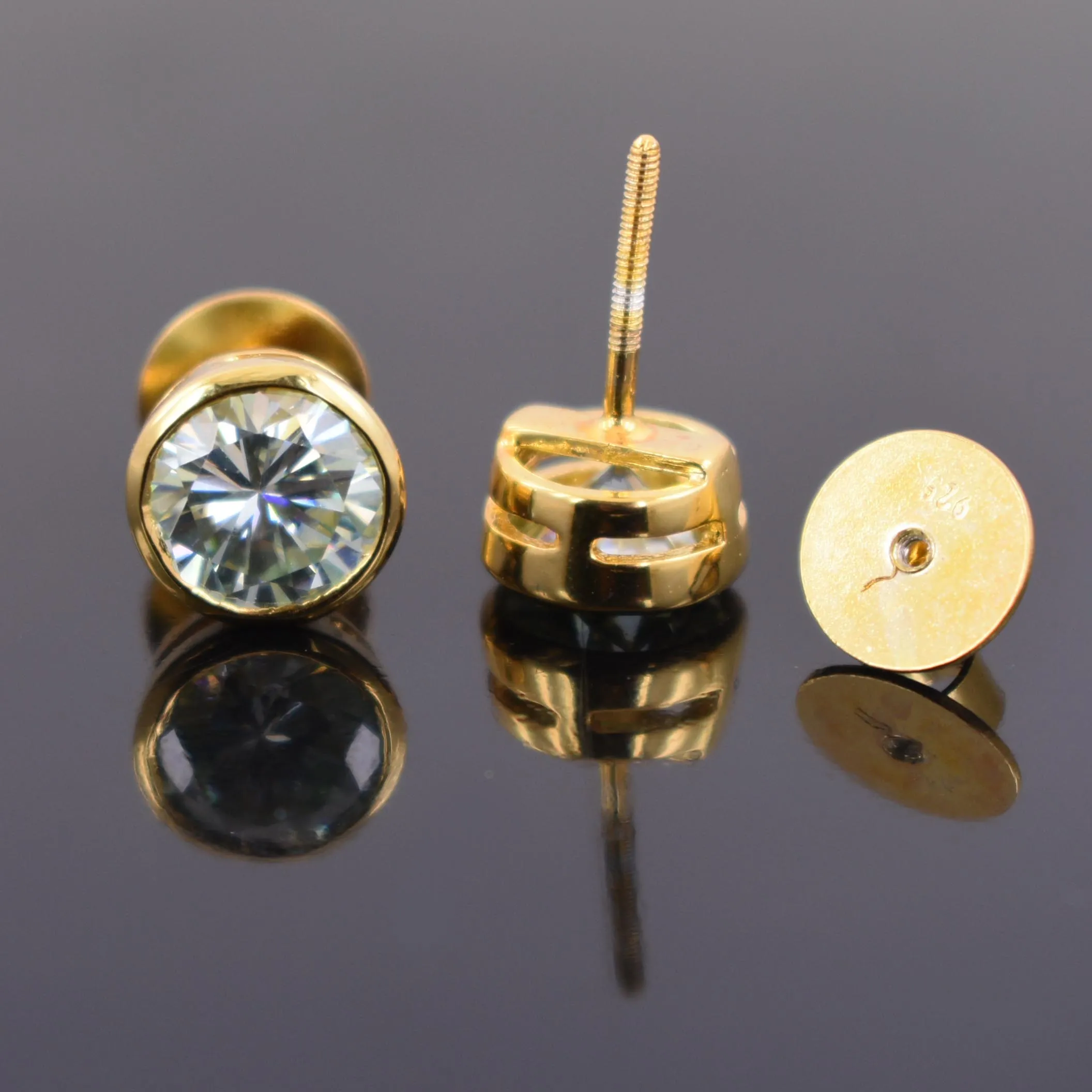 4 Ct Elegant Off White Diamond Stud Earrings With Bezel Setting in 925 Silver! Great Shine & Beautiful Collection! Gift For Birthday/Anniversary!