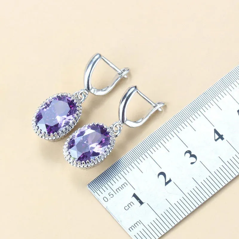 925 Silver Jewelry 3-Piece Set Wedding-Engagement Earrings Ring & Necklace Set AAA  Quality Cubic Zirconia Women's Jewelry