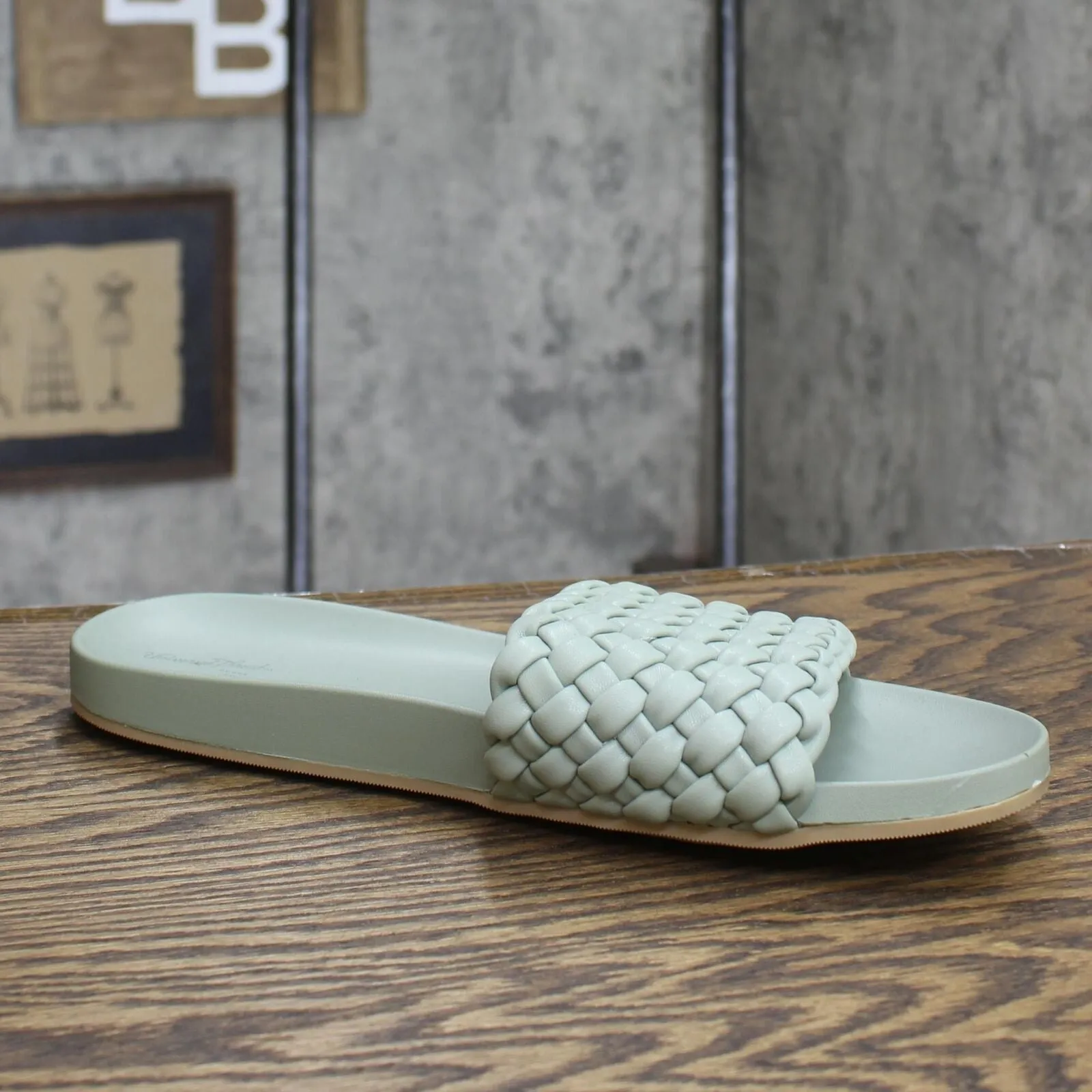 A New Day Women's Polly Woven Slide Sandals Light Green 11