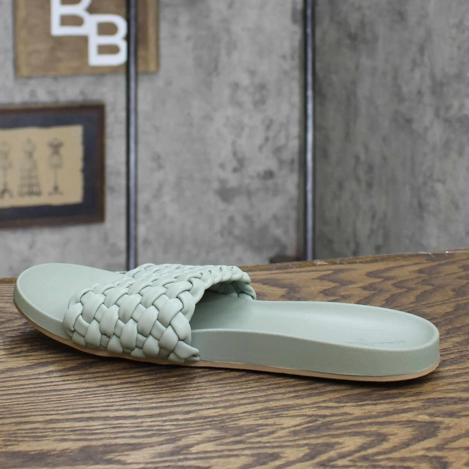 A New Day Women's Polly Woven Slide Sandals Light Green 11