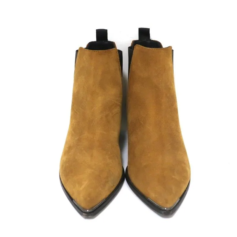Acne Studios Ankle Boots Jensen Brown Suede Size 39 Pointed Toe Chelsea Booties