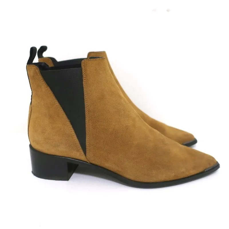Acne Studios Ankle Boots Jensen Brown Suede Size 39 Pointed Toe Chelsea Booties