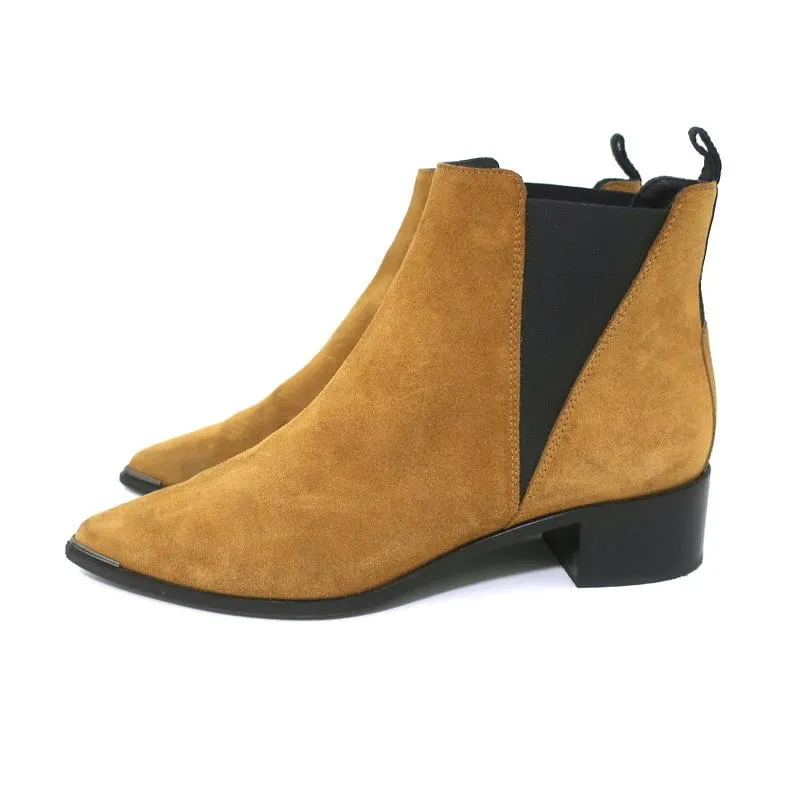 Acne Studios Ankle Boots Jensen Brown Suede Size 39 Pointed Toe Chelsea Booties