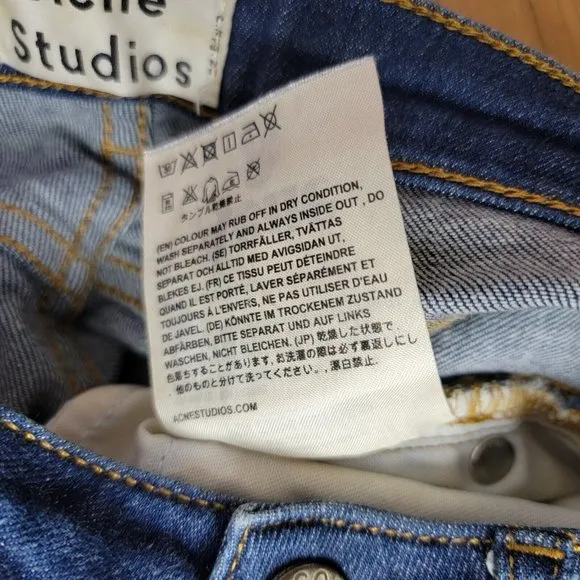 Acne Studios Women's PIN RAW REFORM Skinny Denim Jeans in Blue sz 25/32