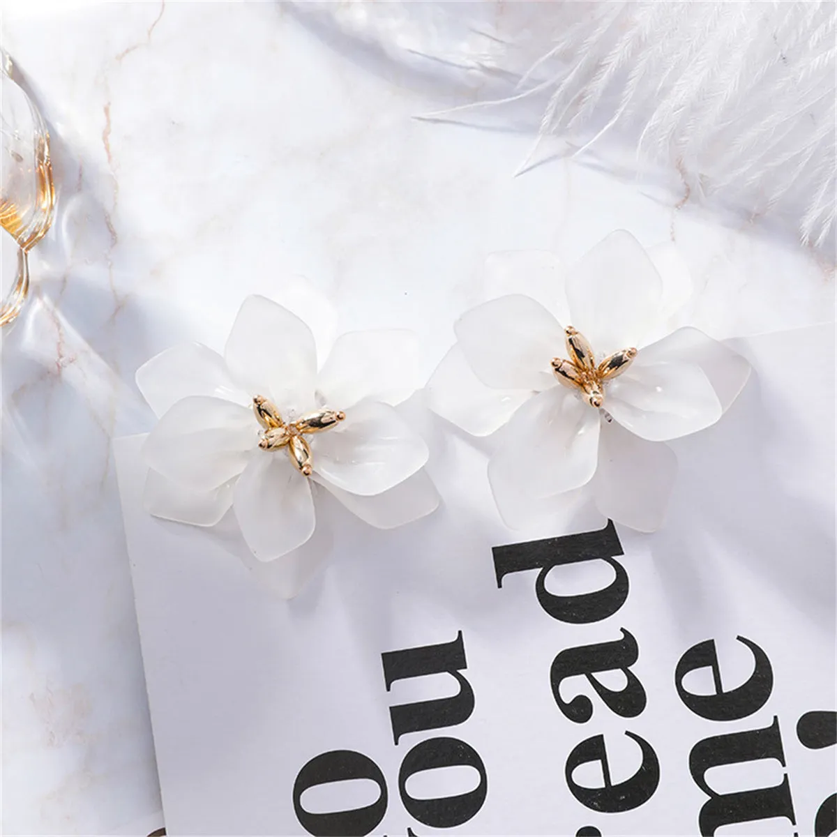 Acrylic & 18K Gold-Plated Floral Stud Earrings