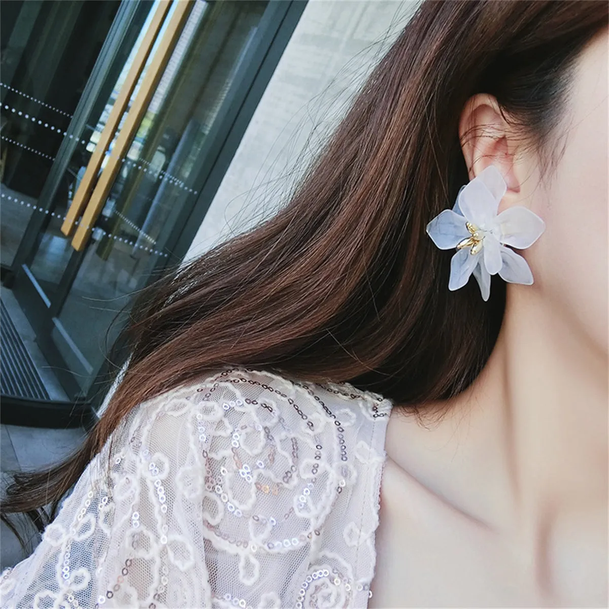 Acrylic & 18K Gold-Plated Floral Stud Earrings