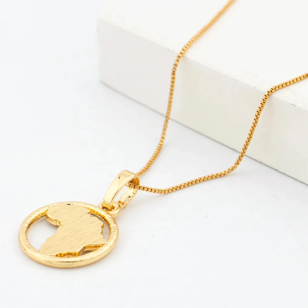 African  Map Jewelry Set Classic Gold Color