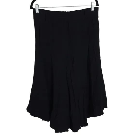ALC Womens Midi Skirt Black Hanky Hem Paperbag Waist Lagenlook Pockets Size 8 M