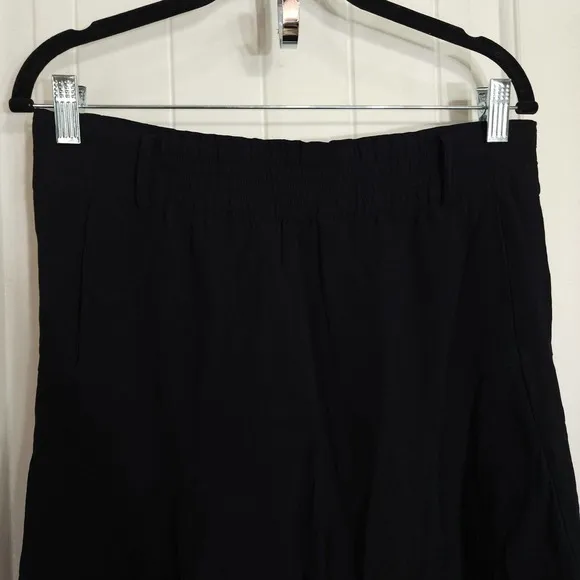 ALC Womens Midi Skirt Black Hanky Hem Paperbag Waist Lagenlook Pockets Size 8 M