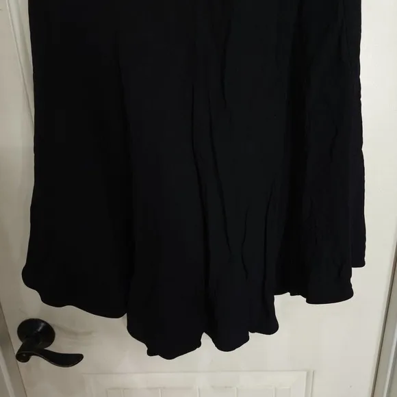 ALC Womens Midi Skirt Black Hanky Hem Paperbag Waist Lagenlook Pockets Size 8 M