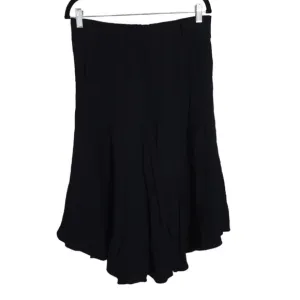 ALC Womens Midi Skirt Black Hanky Hem Paperbag Waist Lagenlook Pockets Size 8 M