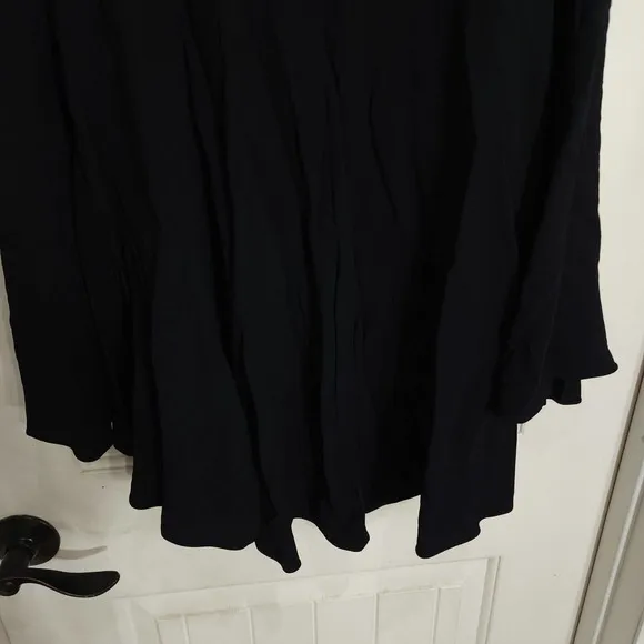 ALC Womens Midi Skirt Black Hanky Hem Paperbag Waist Lagenlook Pockets Size 8 M