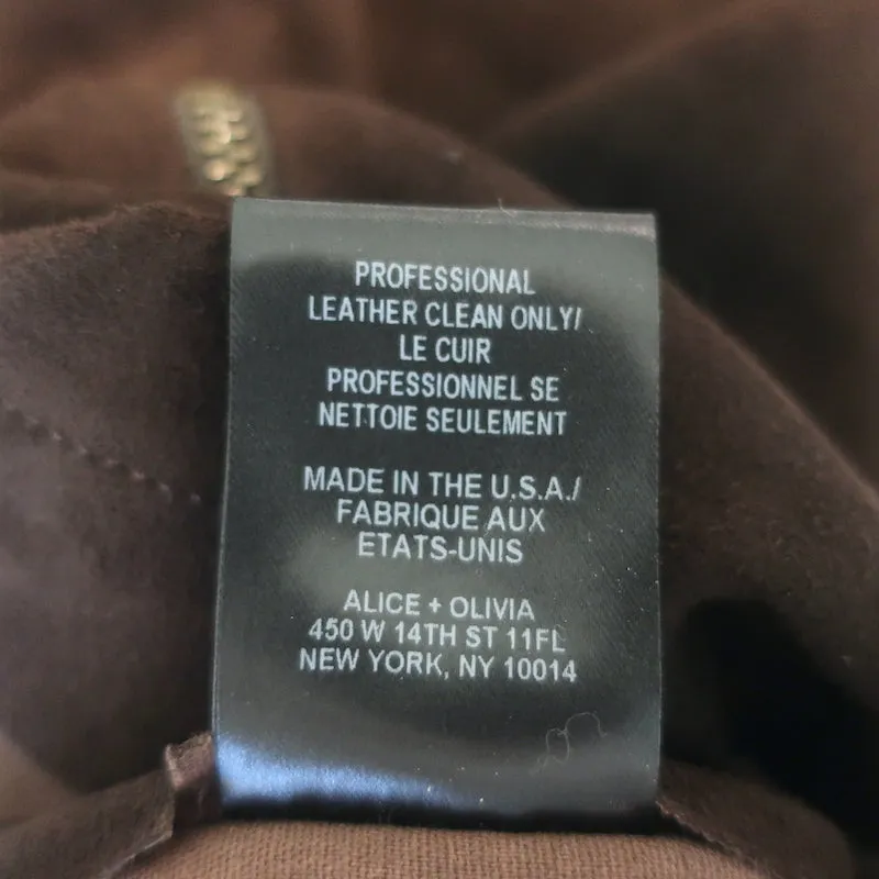 Alice   Olivia Zip Front Suede Leggings Dark Brown Size 0