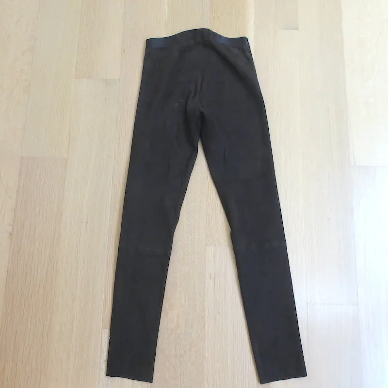 Alice   Olivia Zip Front Suede Leggings Dark Brown Size 0