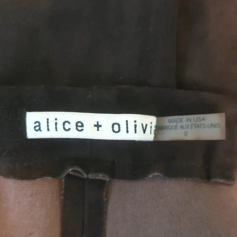 Alice   Olivia Zip Front Suede Leggings Dark Brown Size 0