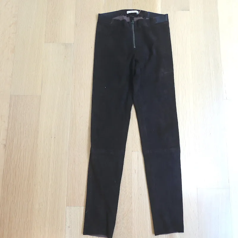 Alice   Olivia Zip Front Suede Leggings Dark Brown Size 0