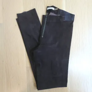 Alice   Olivia Zip Front Suede Leggings Dark Brown Size 0