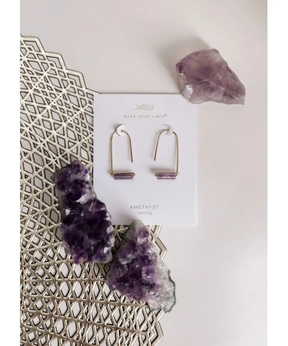 Amethyst Gemstone Drop Earrings
