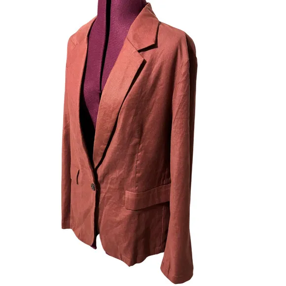 AMOUR VERT Tobie Femme Fete Stretch Linen Blazer Suit Jacket Sienna NWT Large