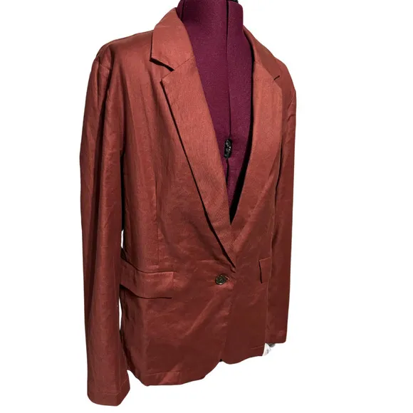 AMOUR VERT Tobie Femme Fete Stretch Linen Blazer Suit Jacket Sienna NWT Large