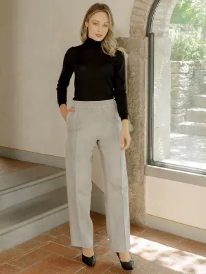 Angie Wide-Leg Lambskin Suede Pants