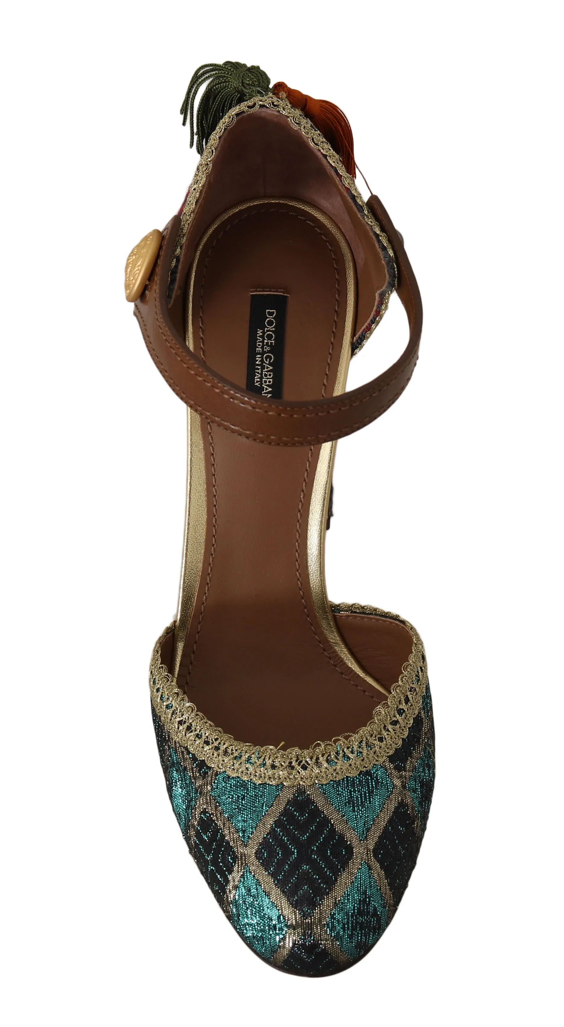 Ankle Strap Pumps Leather Lurex Tassel