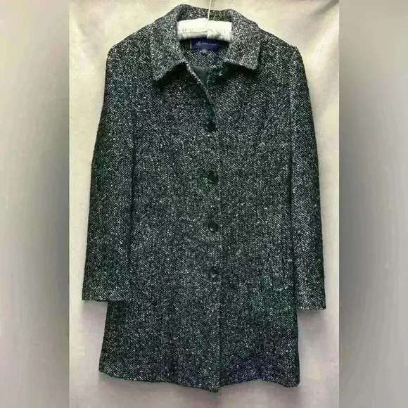 Anne Klein Women's Wool Blend Black and White Textured Jacket Size Large