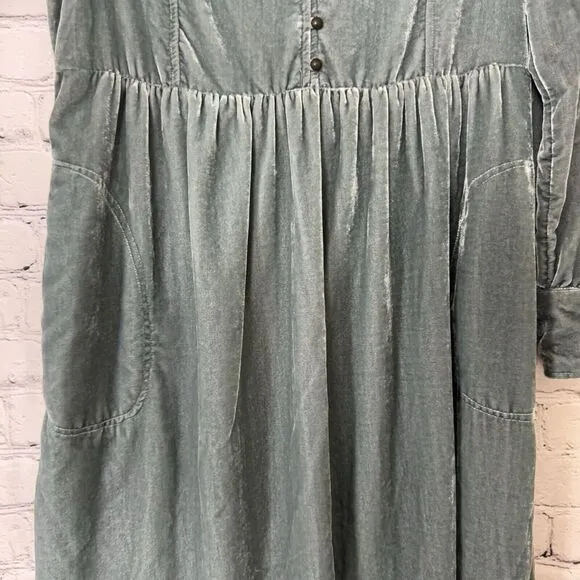 Anthropologie Holding Horses Crushed Velvet Dress Womens Size S Gray Long Sleeve