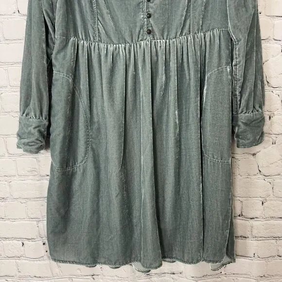 Anthropologie Holding Horses Crushed Velvet Dress Womens Size S Gray Long Sleeve