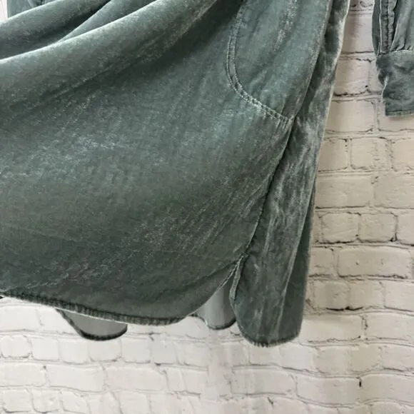 Anthropologie Holding Horses Crushed Velvet Dress Womens Size S Gray Long Sleeve
