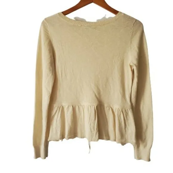 Anthropologie Leifnotes Women's Drawn Pleats Lace Cardigan Ivory Size Medium