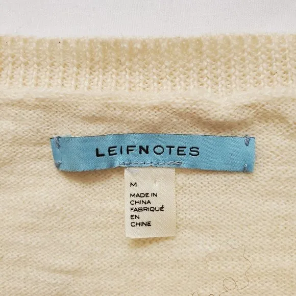 Anthropologie Leifnotes Women's Drawn Pleats Lace Cardigan Ivory Size Medium