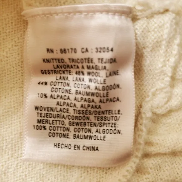 Anthropologie Leifnotes Women's Drawn Pleats Lace Cardigan Ivory Size Medium