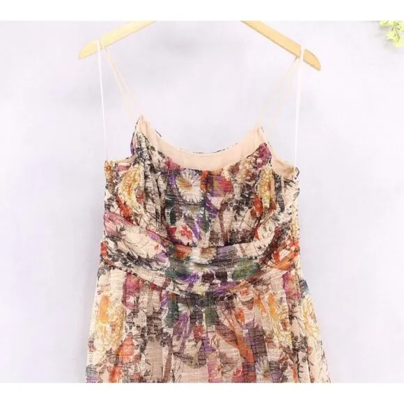 Anthropologie Maeve Women's McKenzie Floral Spaghetti Strap Lined Sundress Sz 10