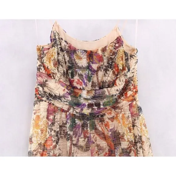 Anthropologie Maeve Women's McKenzie Floral Spaghetti Strap Lined Sundress Sz 10