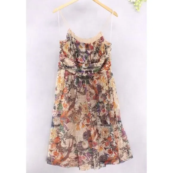 Anthropologie Maeve Women's McKenzie Floral Spaghetti Strap Lined Sundress Sz 10