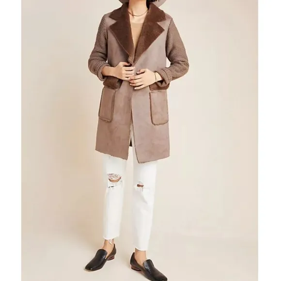 Anthropologie Piper Faux Suede &amp; Knit Jacket Women's Size Small