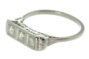 Antique Filigree 3 Stone Diamond Band