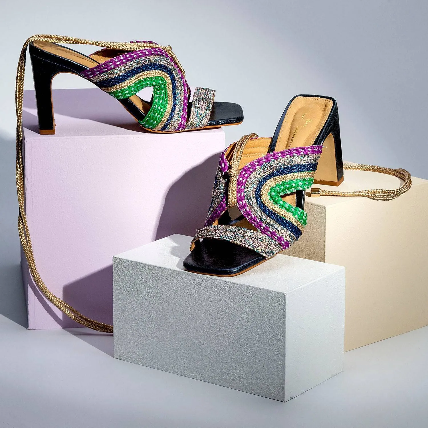 Aphrodite - Mare Metallic Block Heels Sandal