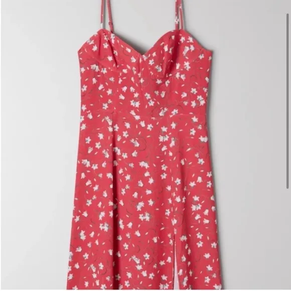 Aritzia Sunday Best Women's Viola  Y2K Romantic Midi Dress Red Floral Print M