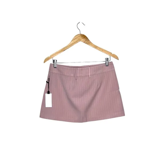 ASTR The Label Women's Milani Tailored Skirt Pink Stripe Preppy Academia Small