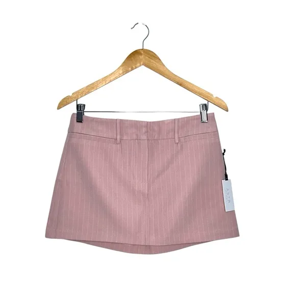 ASTR The Label Women's Milani Tailored Skirt Pink Stripe Preppy Academia Small