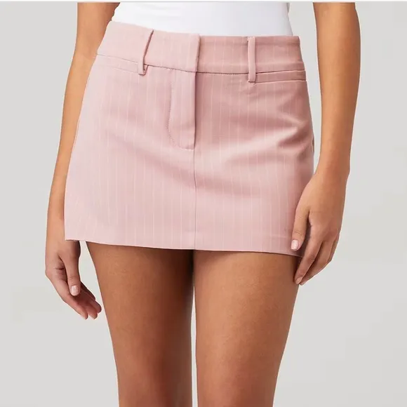ASTR The Label Women's Milani Tailored Skirt Pink Stripe Preppy Academia Small