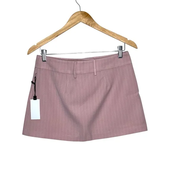 ASTR The Label Women's Milani Tailored Skirt Pink Stripe Preppy Academia Small