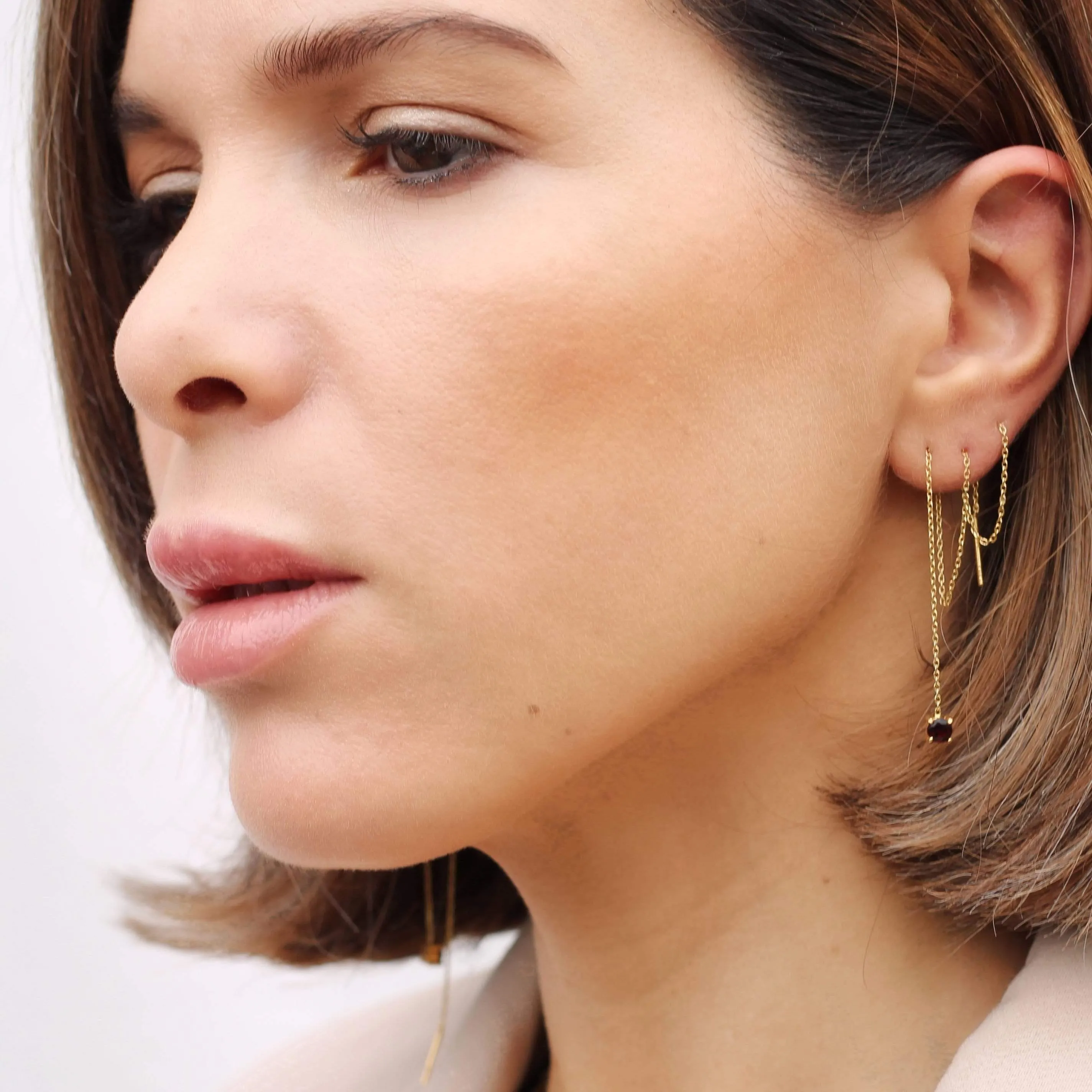 Asya Recycled 925 Sterling Silver Garnet Earrings | Gold Vermeil