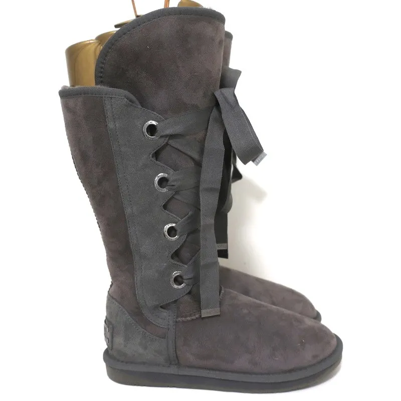 Australia Luxe Collective Bedouin Tall Shearling Boots Gray Suede Size US 9