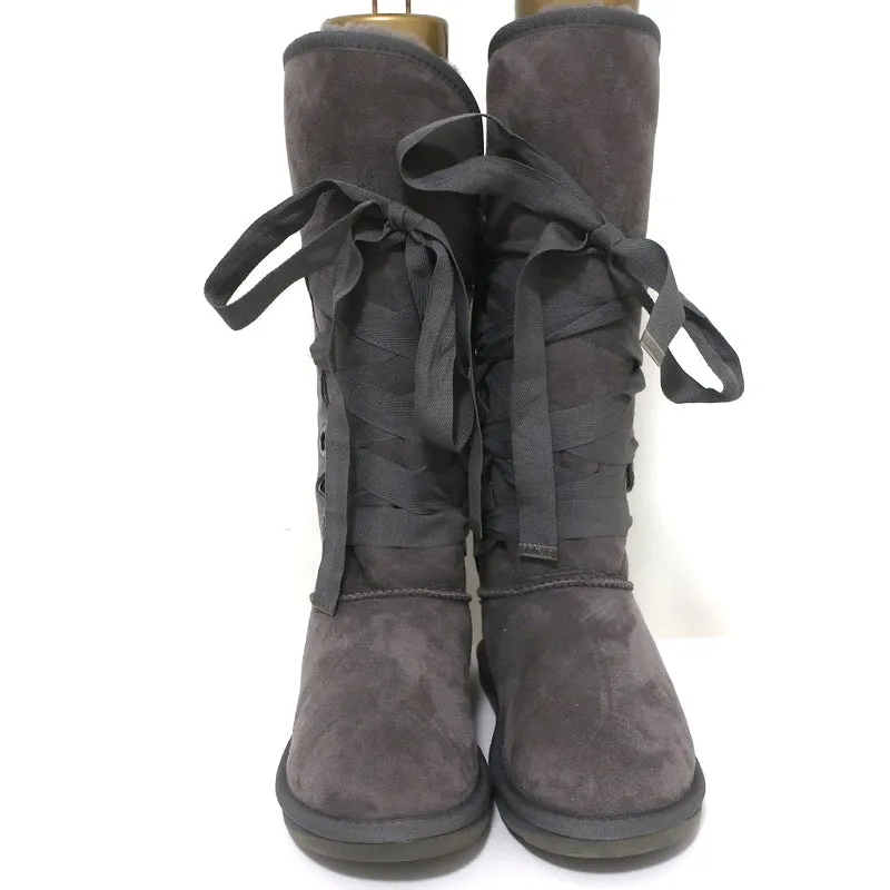Australia Luxe Collective Bedouin Tall Shearling Boots Gray Suede Size US 9