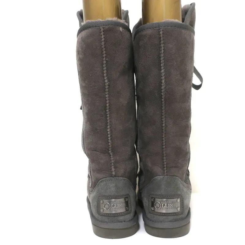 Australia Luxe Collective Bedouin Tall Shearling Boots Gray Suede Size US 9